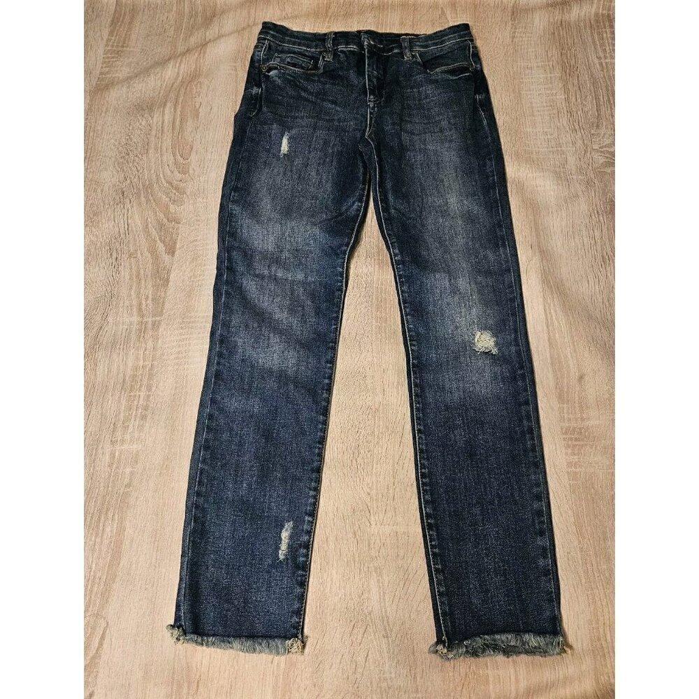 Blank NYC Women's Mid-Rise Crop Skinny Raw Hem Denim Distressed Jeans Size 29